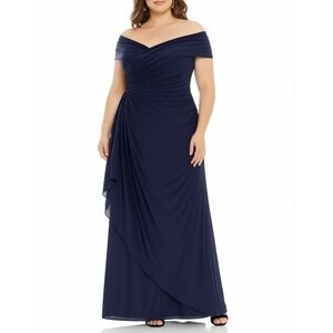 City Chic Dress Ripple Love Navy Women's Size 14 / XS Maxi Off Shoulder